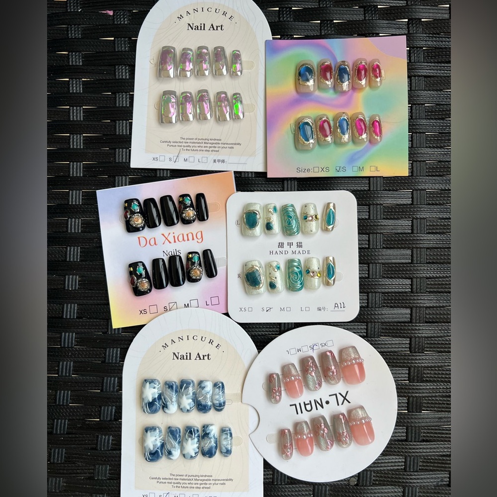 Bundle of Size Small Press On Nails 6 Sets of 10 Nails